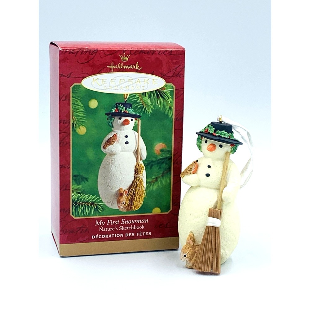 2001 My First Snowman Hallmark Ornament Nature's Sketchbook‎ By M. Bastin MIB